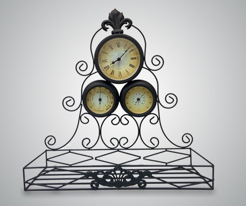 Часы настенные с термометром, гидрометром и полкой для цветов