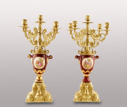 Канделябры ''Венера'' 2шт (бронза/Лиможский-красный)