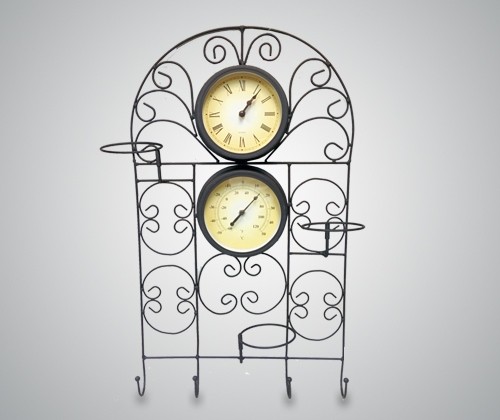 Часы настенные с термометром и подставкой для цветов